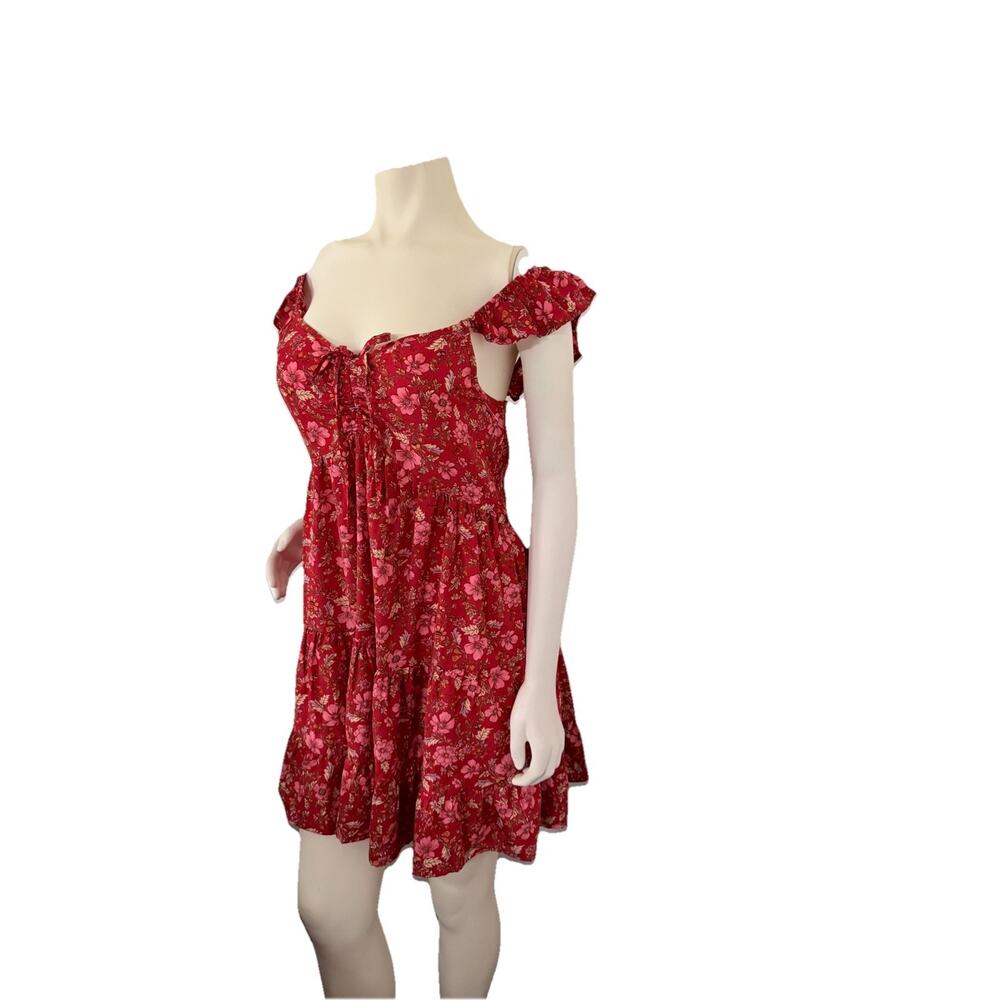 Fairy Core Boho Band of the Free Dress Flirty Feminine Floral Milkmaid Midi Sz M